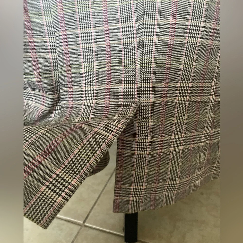 Vintage Y2K Rampage Plaid Lined Cropped Blazer 3/4 Sleeve Double Front Buttons M